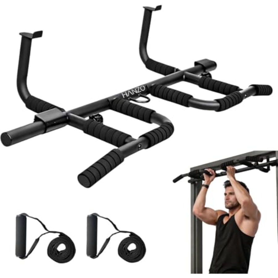 Pull Up Bar Grip - ชุดบาร์โหนติดประตูพร้อมสายรัดแบบแขวน บาร์โหนแบบหลายจุดจับ สำหรับออกกำลังกายที่บ้าน ไม่ต้องใช้สกรู บาร์ฝึกความแข็งแรง